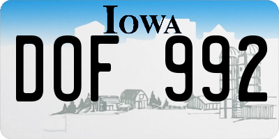 IA license plate DOF992