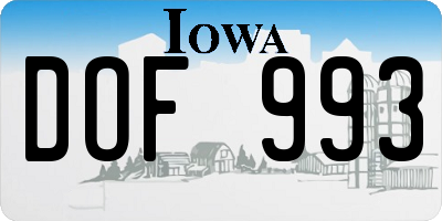 IA license plate DOF993