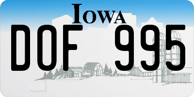 IA license plate DOF995