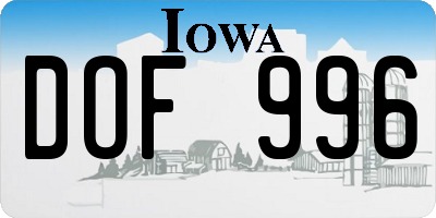 IA license plate DOF996