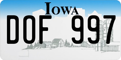 IA license plate DOF997