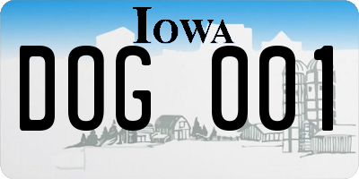 IA license plate DOG001
