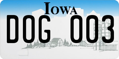 IA license plate DOG003