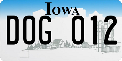IA license plate DOG012