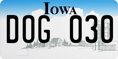 IA license plate DOG030