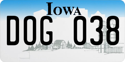 IA license plate DOG038