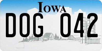 IA license plate DOG042