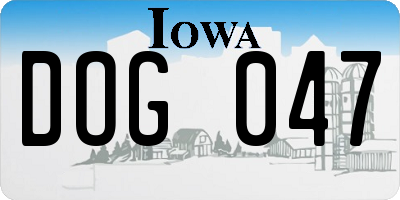 IA license plate DOG047