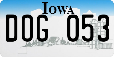 IA license plate DOG053