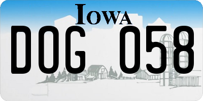 IA license plate DOG058