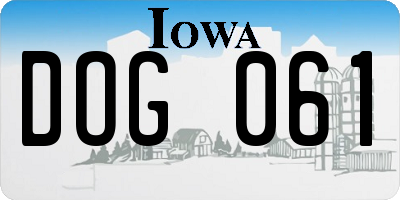 IA license plate DOG061