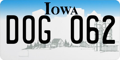 IA license plate DOG062