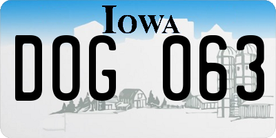 IA license plate DOG063