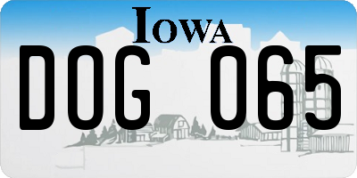 IA license plate DOG065