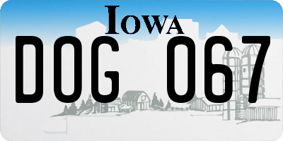 IA license plate DOG067