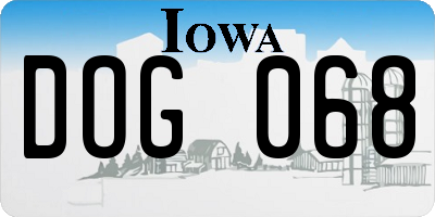 IA license plate DOG068