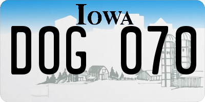 IA license plate DOG070