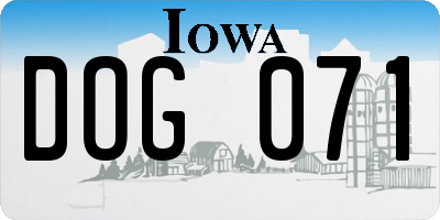 IA license plate DOG071