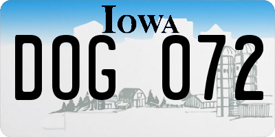 IA license plate DOG072