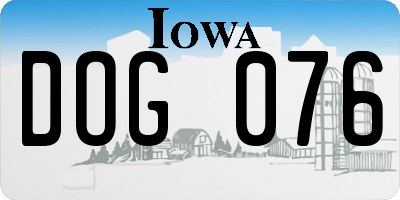 IA license plate DOG076