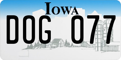 IA license plate DOG077