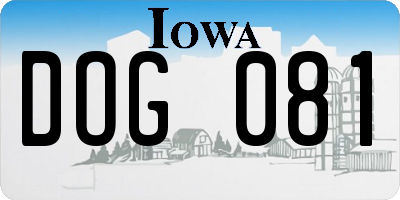 IA license plate DOG081