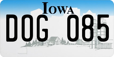 IA license plate DOG085