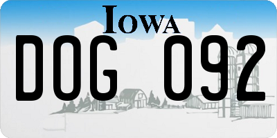 IA license plate DOG092