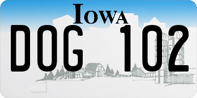 IA license plate DOG102