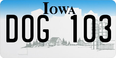 IA license plate DOG103