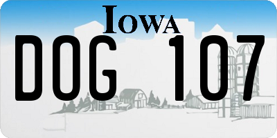 IA license plate DOG107
