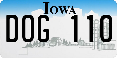 IA license plate DOG110