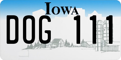 IA license plate DOG111