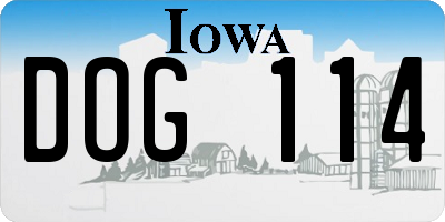 IA license plate DOG114