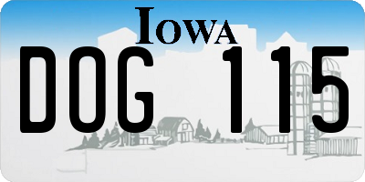 IA license plate DOG115