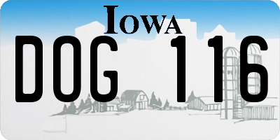 IA license plate DOG116