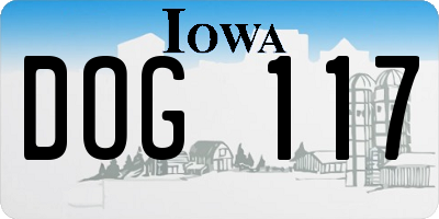 IA license plate DOG117