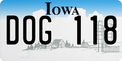 IA license plate DOG118