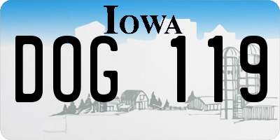 IA license plate DOG119
