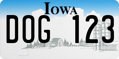 IA license plate DOG123