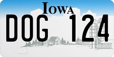IA license plate DOG124
