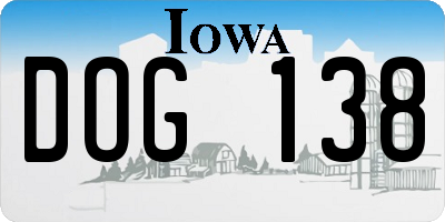 IA license plate DOG138