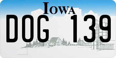 IA license plate DOG139