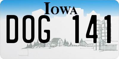 IA license plate DOG141