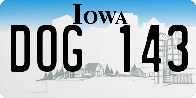 IA license plate DOG143