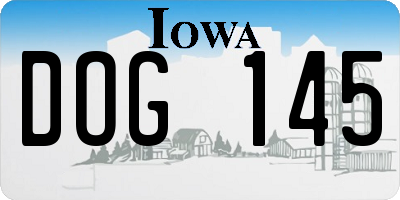IA license plate DOG145
