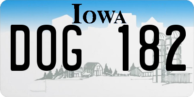 IA license plate DOG182