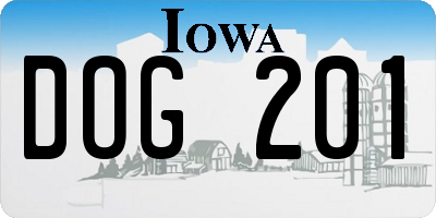 IA license plate DOG201