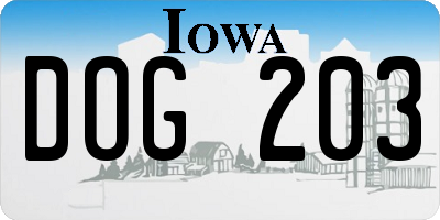 IA license plate DOG203