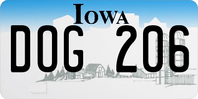 IA license plate DOG206